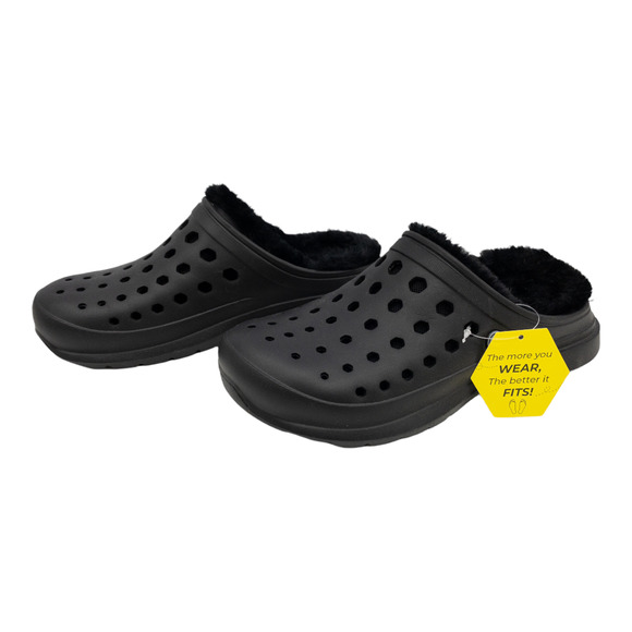 Joybees Black Washable Removable Fur Lined Slip On Garden Clogs Slippers 9 - Picture 5 of 12